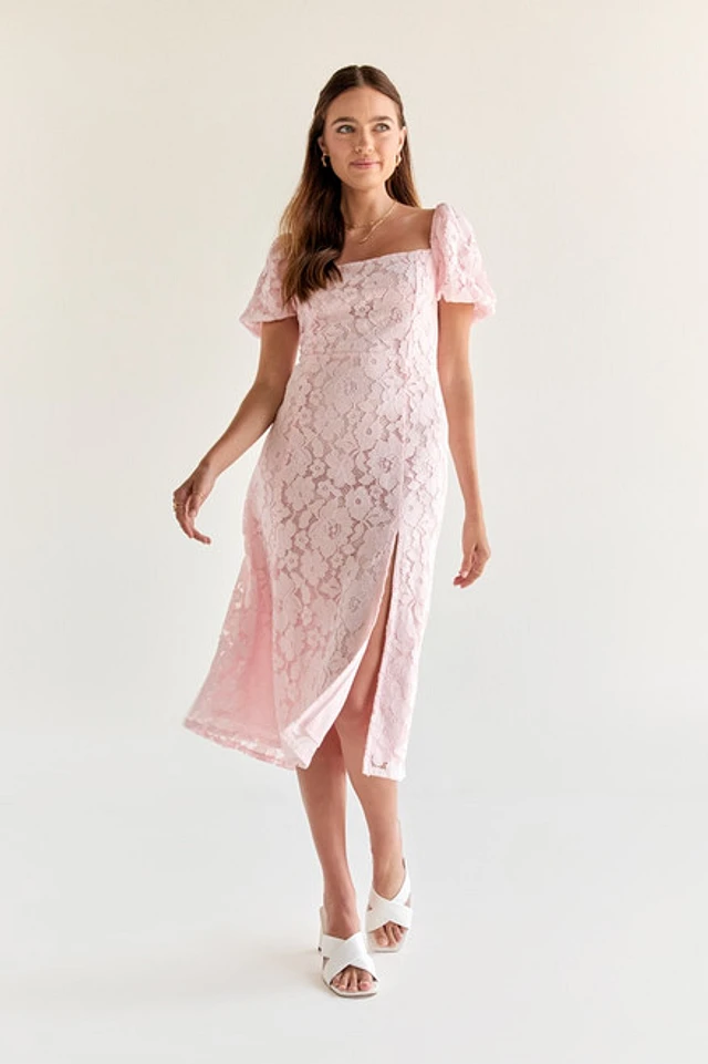 chinese dress ladies Billie Puff Sleeve Textured Midi Dress – Love, Odette