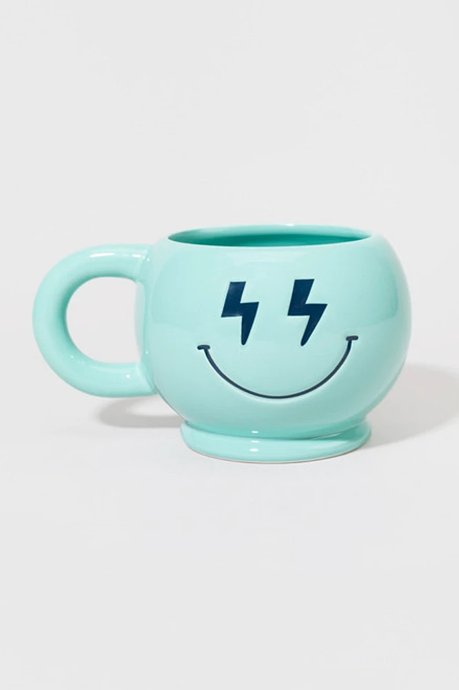 Smiley With Thunderbolt Eyes Ceramic Mug