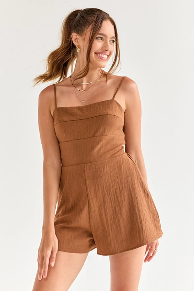 Esther Square Neck Bow Back Romper