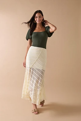 Amy Crochet Draped Hem Maxi Skirt