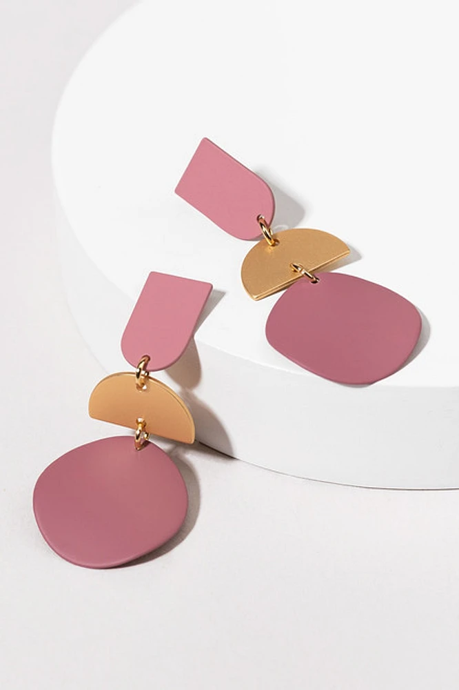 Darla Enamel Geometric Shape Drop Earrings