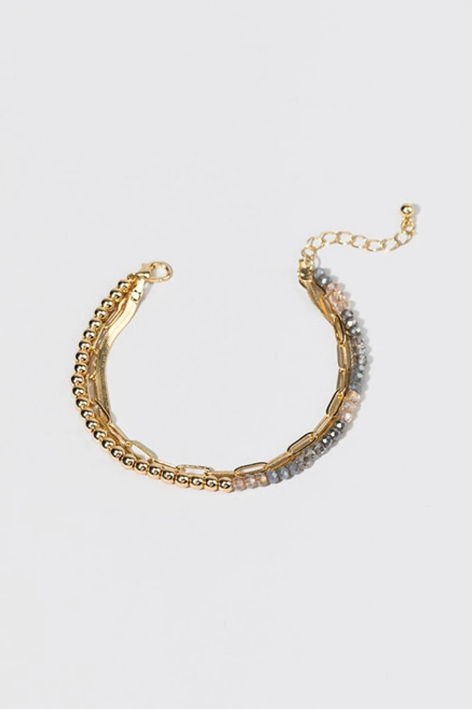 Tonia Snake Bead Chain Layered Bracelet