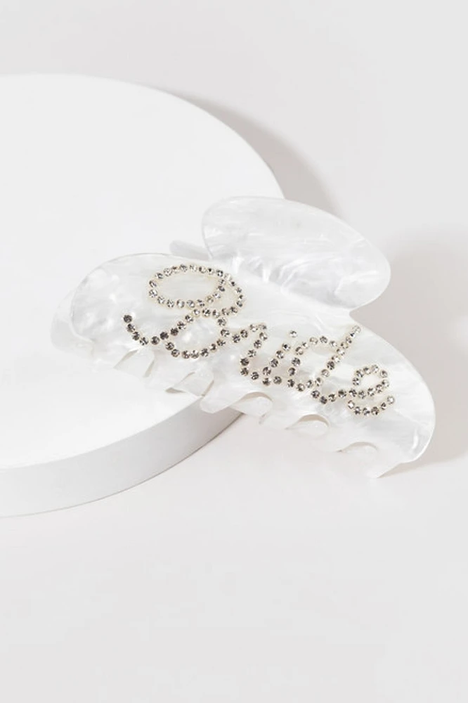 Bride Marble Resin Script Embellished Hair Claw