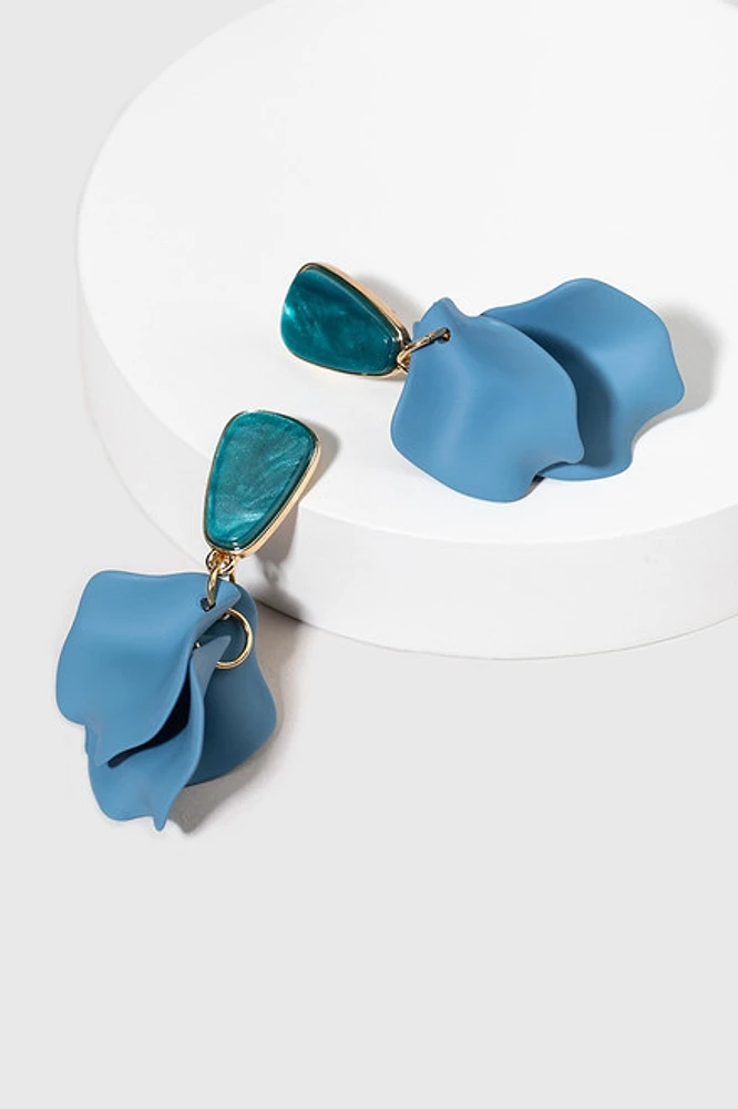 Jessica Organic Shape Petals On Post Drop Earrings