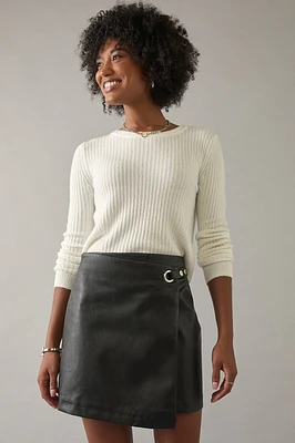 Caitlin Side Buckle Faux Leather Mini Skirt