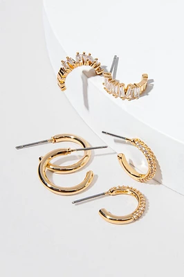 Kelly Mixed Crystal And Gold Hoop Earrings Set