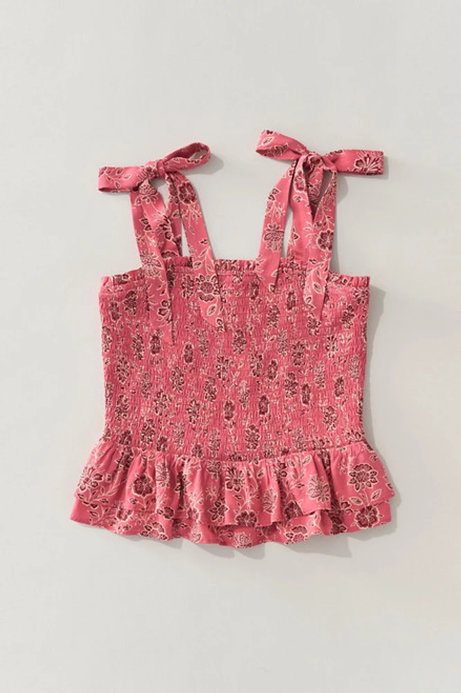 Hello Franki Smocked Tie Shoulder Blouse for girls