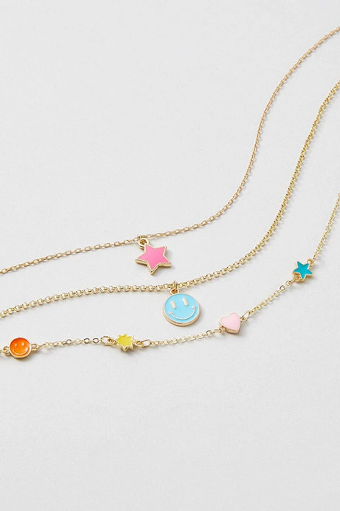 Hello Franki Neck Enamel Icon Necklace Set for girls