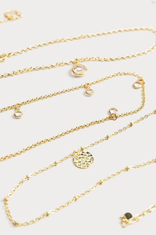Hello Franki Cz Drop And Pendant Gold Necklace Set for girls