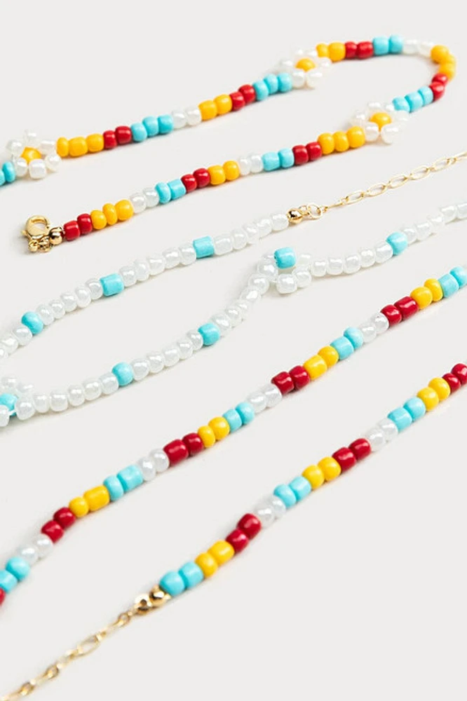 Hello Franki Daisy Seed Bead Necklace Set for girls