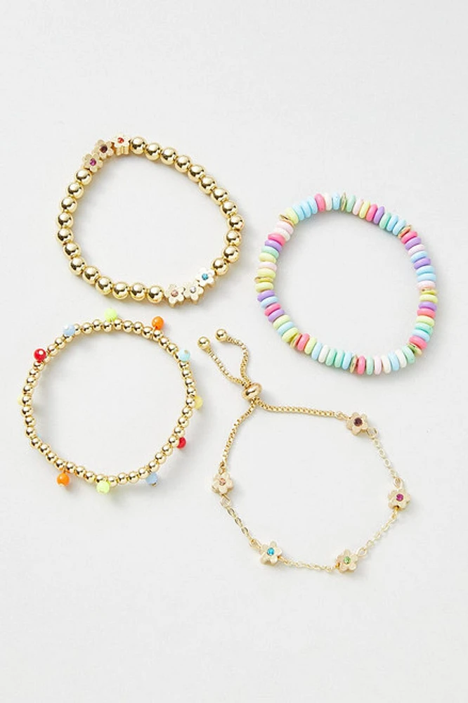 Hello Franki Multi Gold Flower Bracelet Set for girls