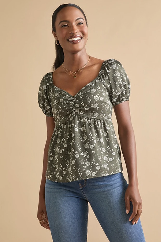 Lily Cinch Front Floral Blouse