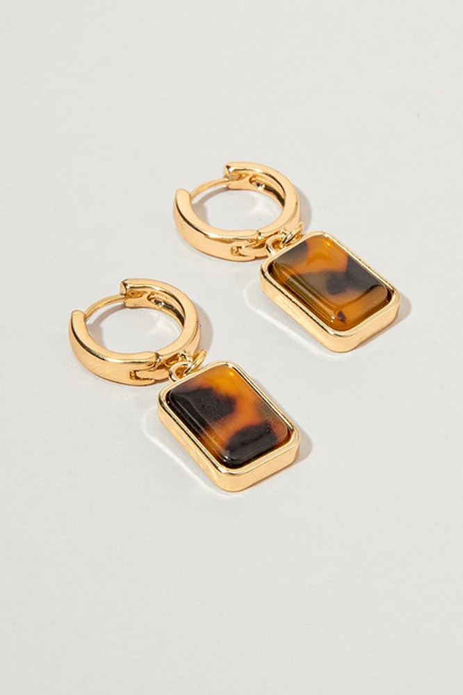 Cecelia Tort Charm On Huggie Hoop Earrings