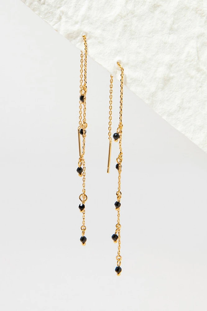Tonya Dainty Beads On Gold Chain Drop Earrings
