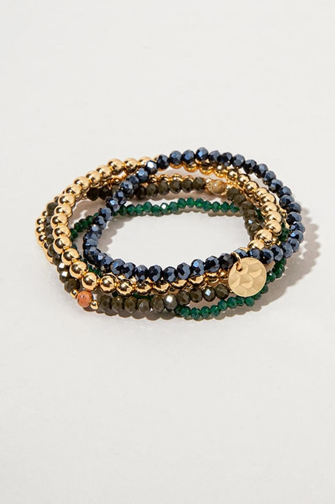 Edna Glass Coin Beaded Bracelet Set