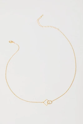 Rosetta Geometric Outline Pendant Necklace