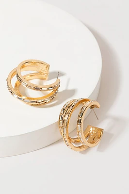 Molly Crystal Baguette Lined Hoop Earrings