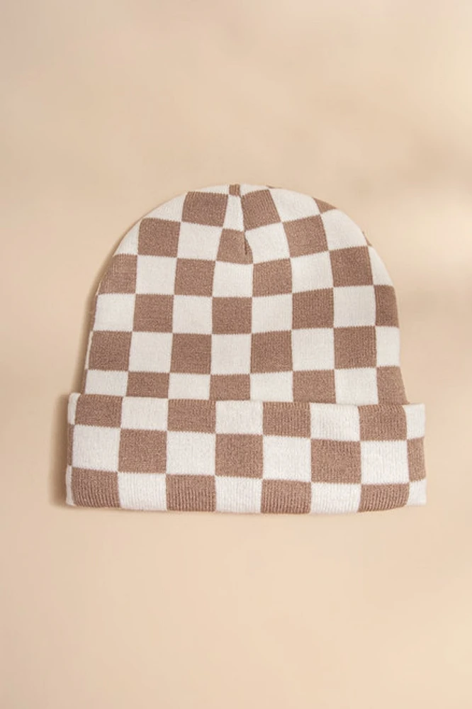 Kathy Two Tone Checkered Beanie