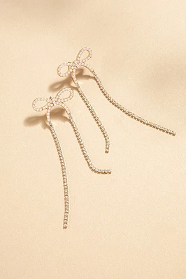 Mona Pearl Bow Cupchain Tail Drop Earrings