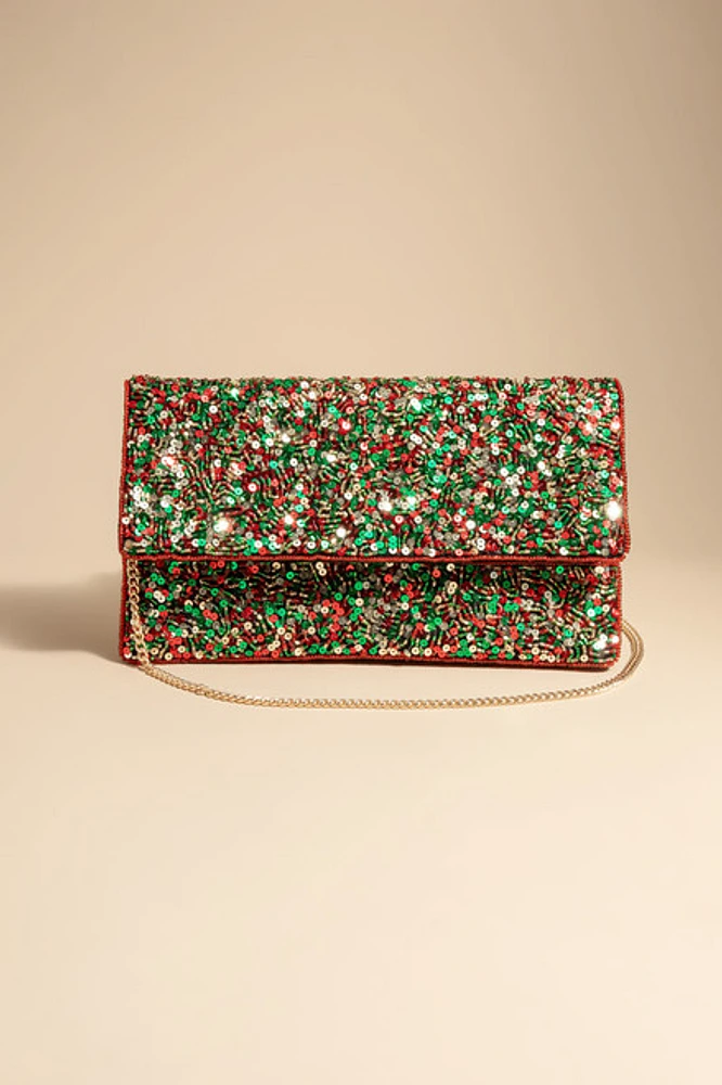 Peggy Christmas Confetti Clutch Handbag
