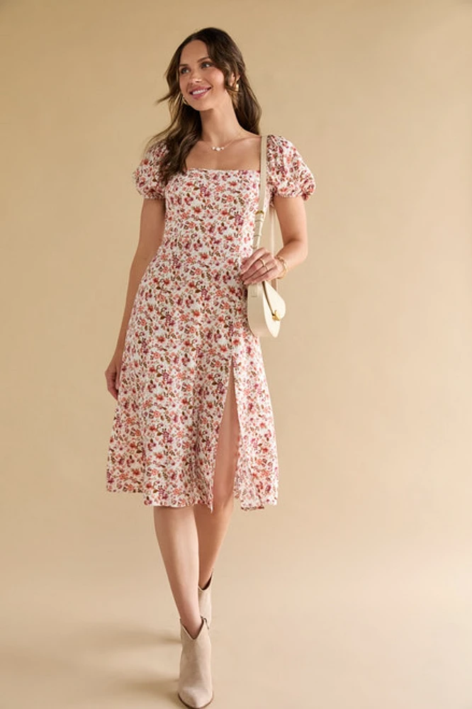Shirley Puff Sleeve Midi Dress