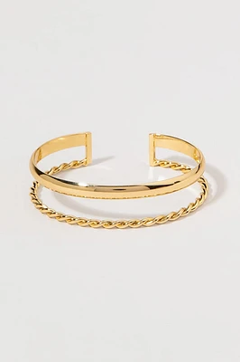 Natasha Dual Design Gold Cuff Bracelet
