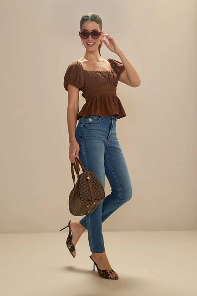 Athena Square Neck Bow Back Blouse