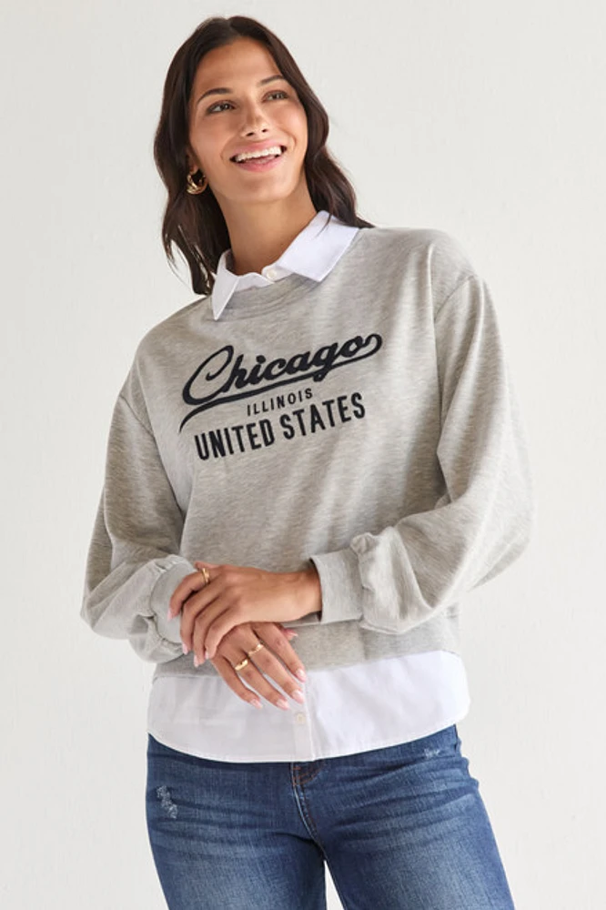 Chicago Twofer Long Sleeve Sweatshirt Top