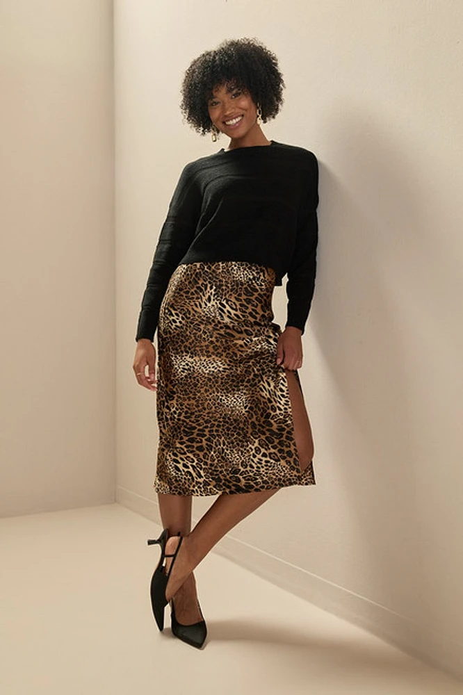 Lexy Leopard Satin Skirt