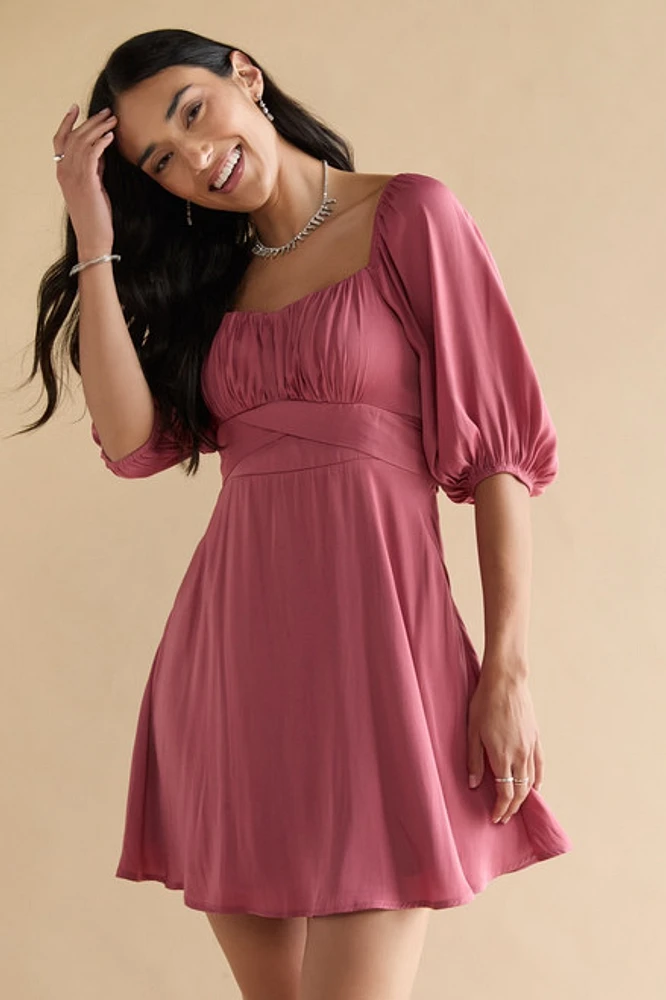 Carol Ruched Upper Waisted Mini Dress