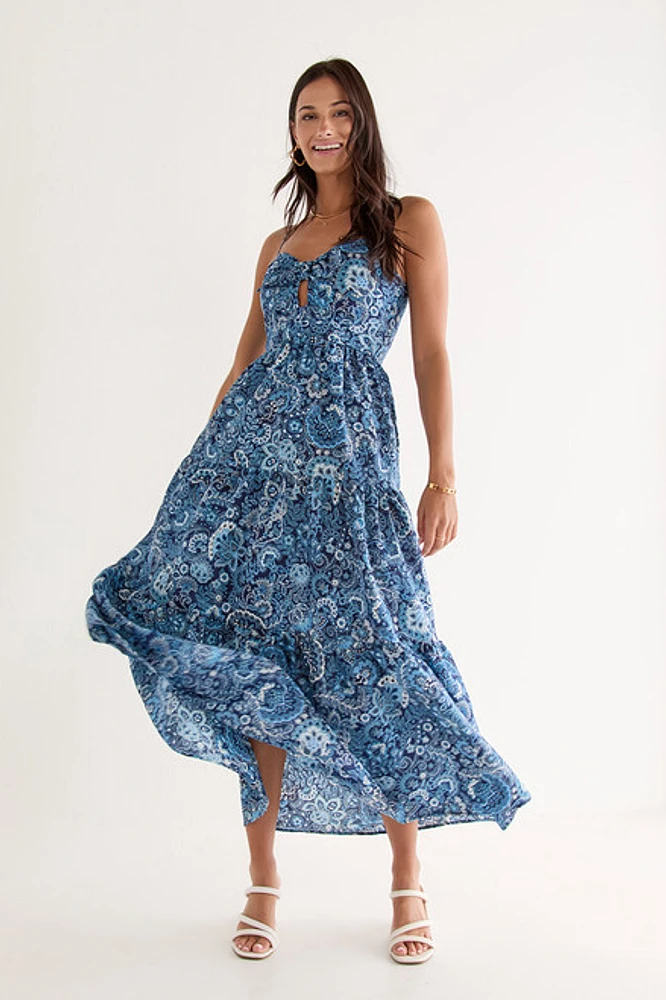 Michele Tie Front Floral Midi Dress