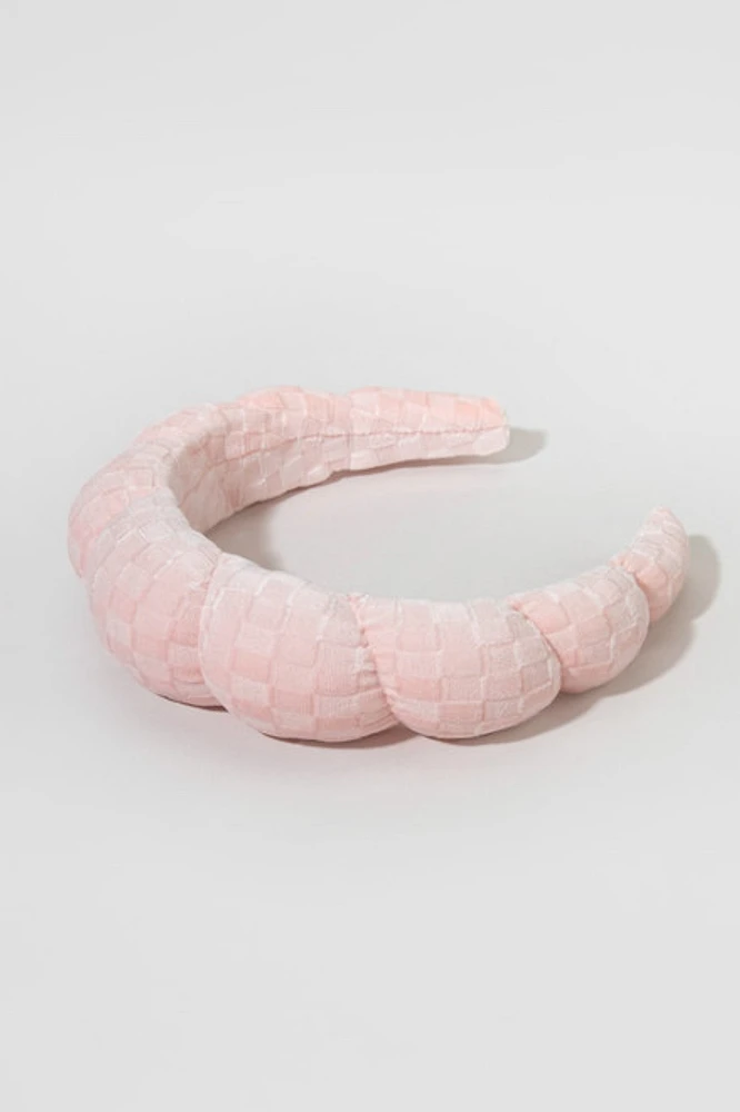 Jill Puffy Checkered Pattern Headband