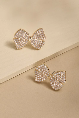 Carmella Pearl Pave Bow Stud Earrings