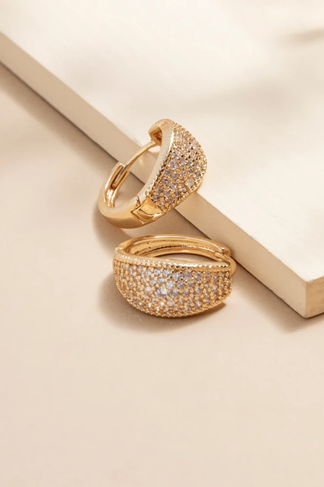 Steffanie Thick Pave Huggie Earrings