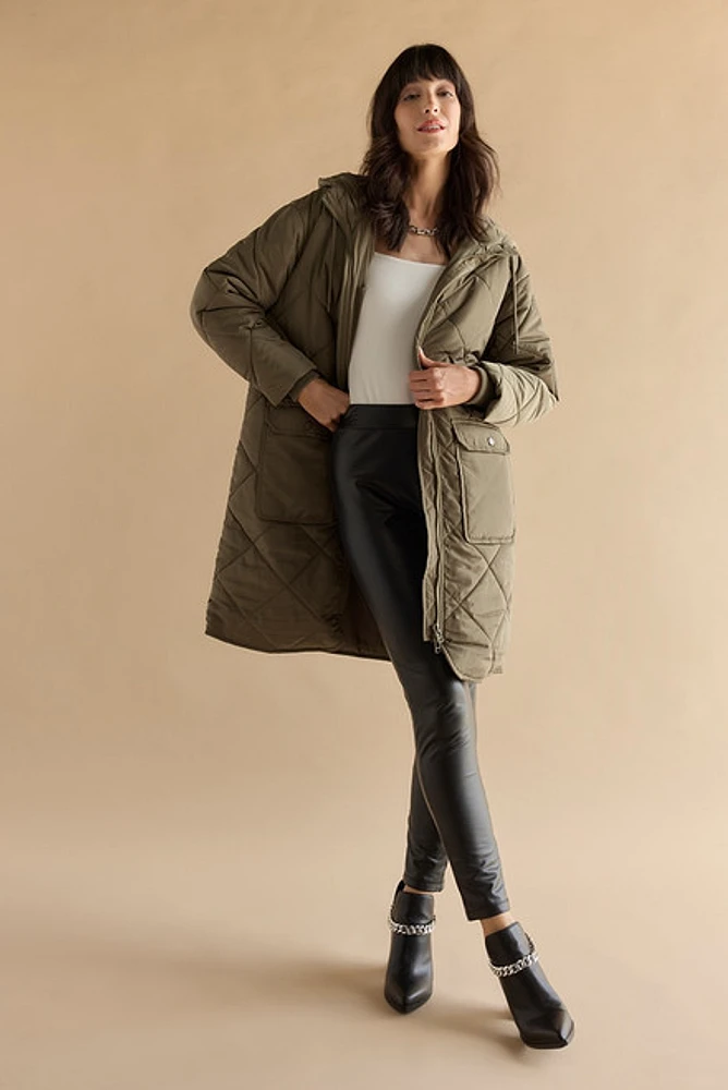 Gena Quilt Pattern Nylon Puffer Jacket
