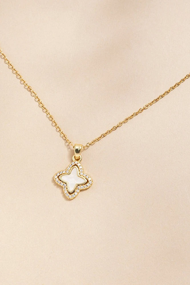 Amelia Crystal Mop Clover Pendant Necklace