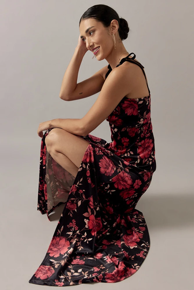 Iva Velvet Floral Maxi Dress