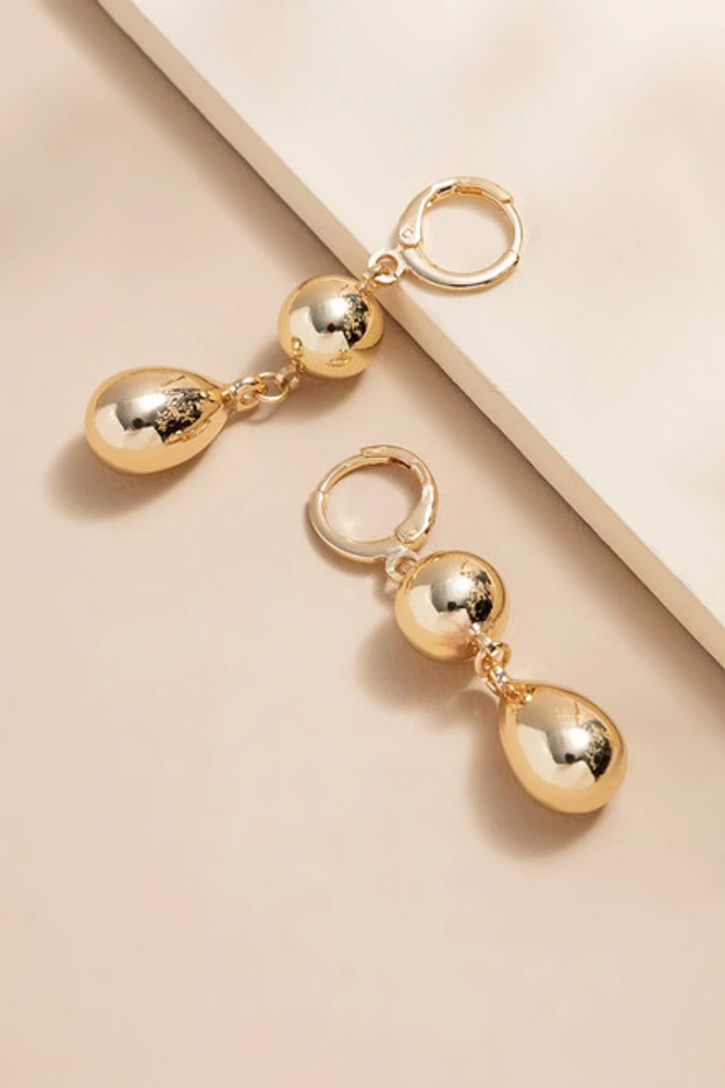 Anne Gold Ball On Hoop Earrings
