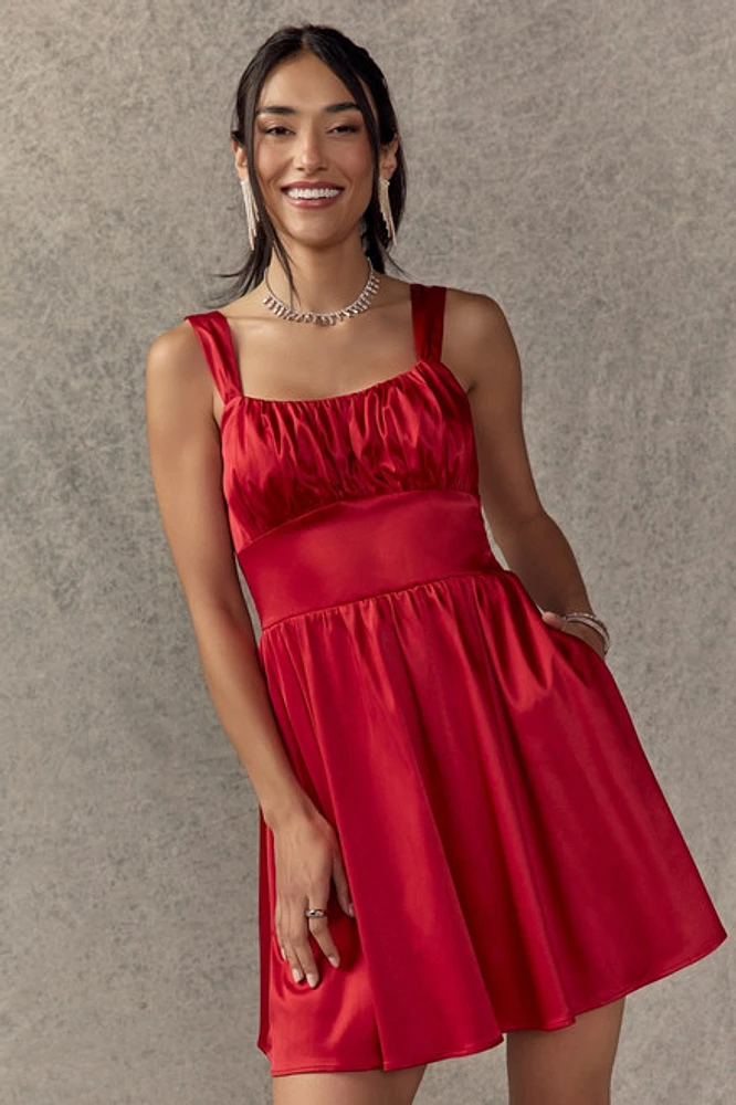 Renee Bow Back Satin Mini Dress