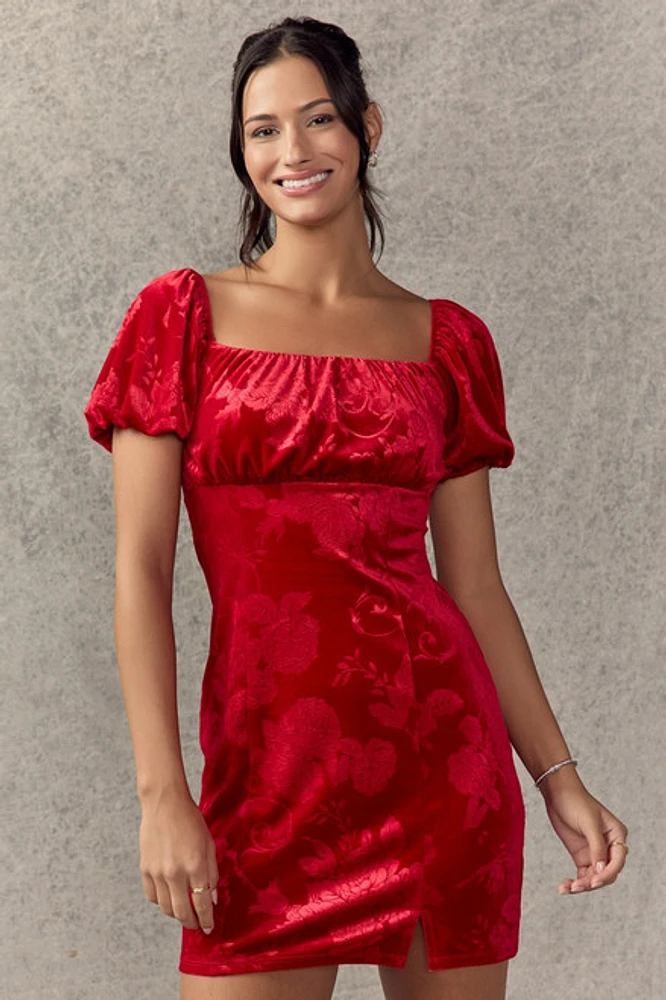 Lois Velvet Jacquard Mini Dress