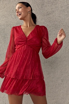 Lindsey Shimmer Tiered Mini Dress