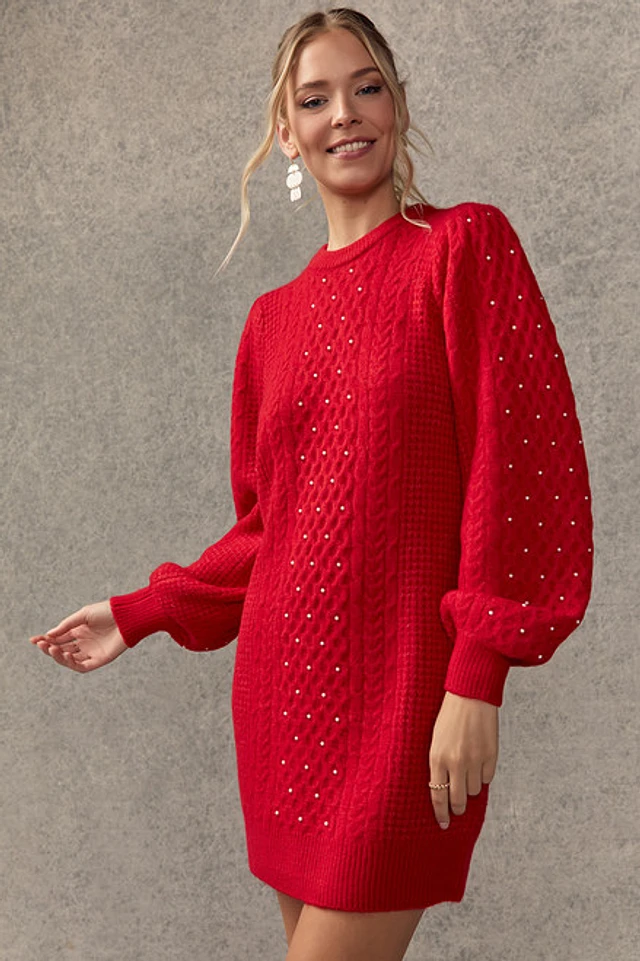 strapless open back dress Chester Sweater Dress ~ Holly Red Knit – Show Me Your Mumu main image 0