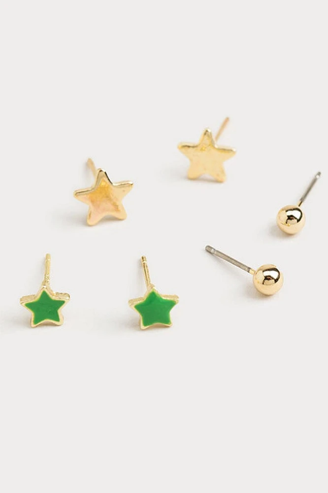 Hello Franki Star Trio Set Earrings for girls