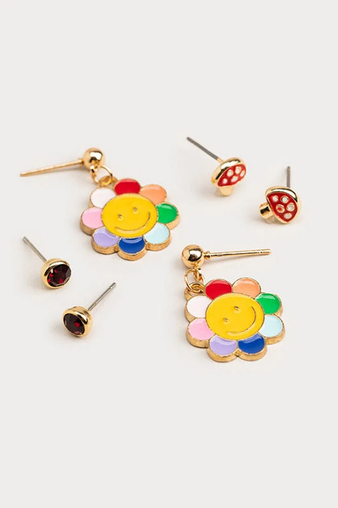 Hello Franki Smiley Mushroom And Stud Trio for girls