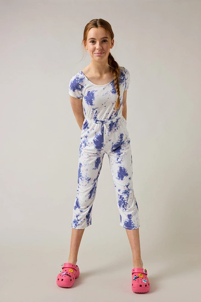 Hello Franki Short Sleeve Tie Dye Jumpsuit for girls