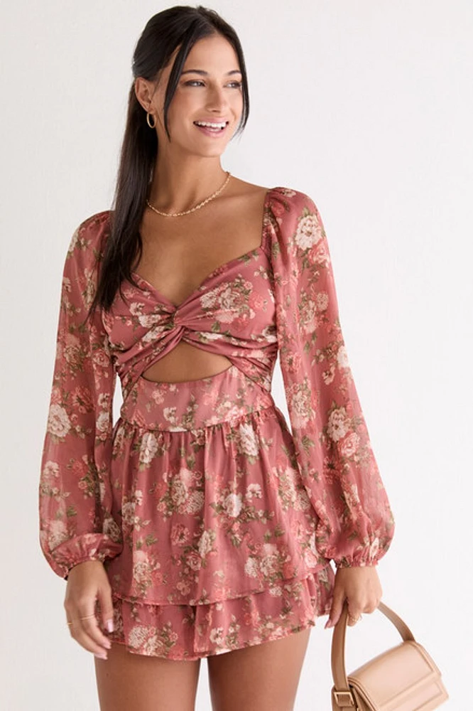 Reese Long Sleeve Floral Romper