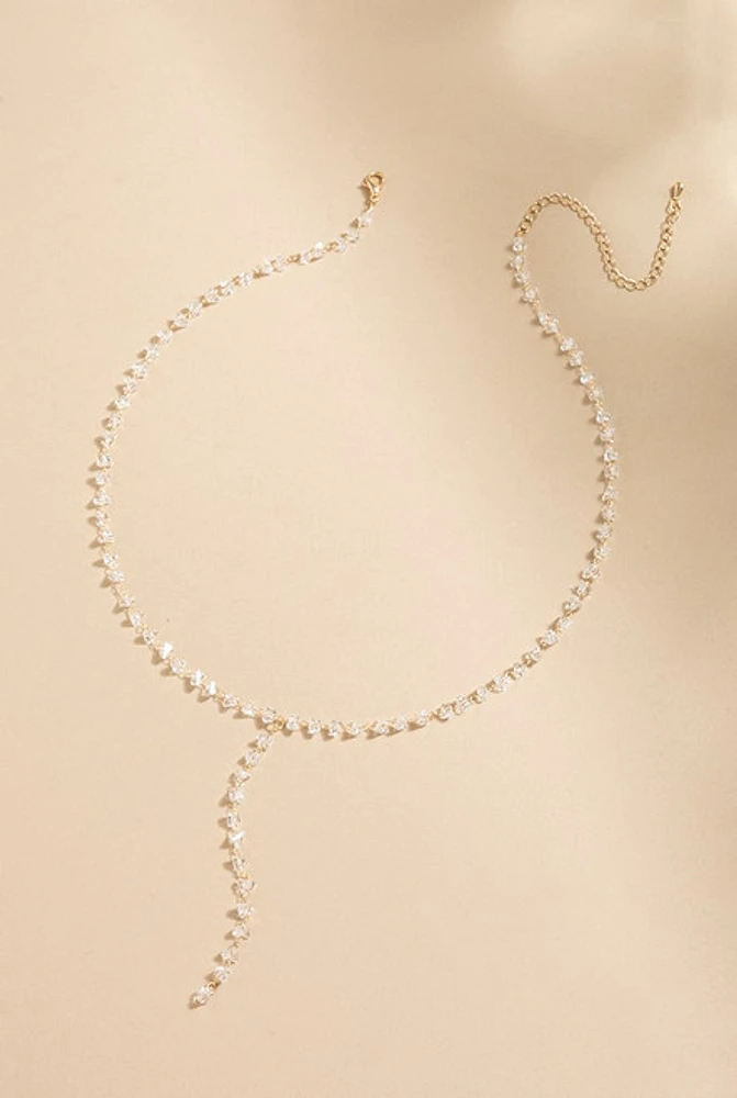 Susan Y Neck Crystal Station Chain Necklace