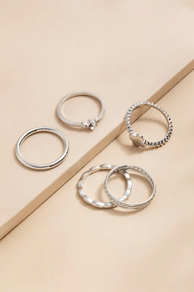 Madeline Mix Style Silver Ring Set