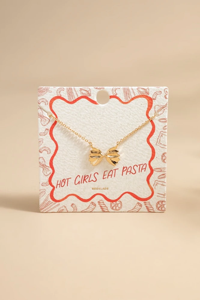Hot Girls Eat Pasta Carded Pendant Necklace