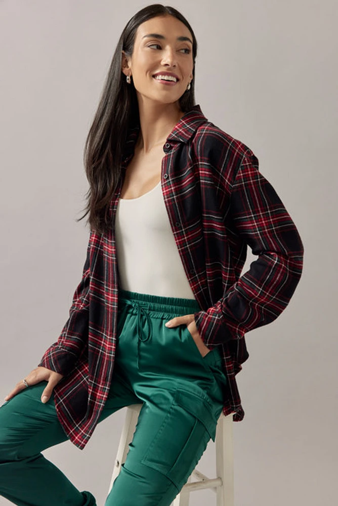 Dianna Christmas Plaid Button Down Top